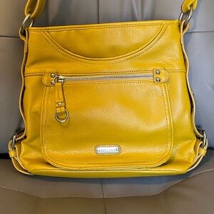 Franco Sarto Mustard Yellow Leather Crossbody Bag Good Condition